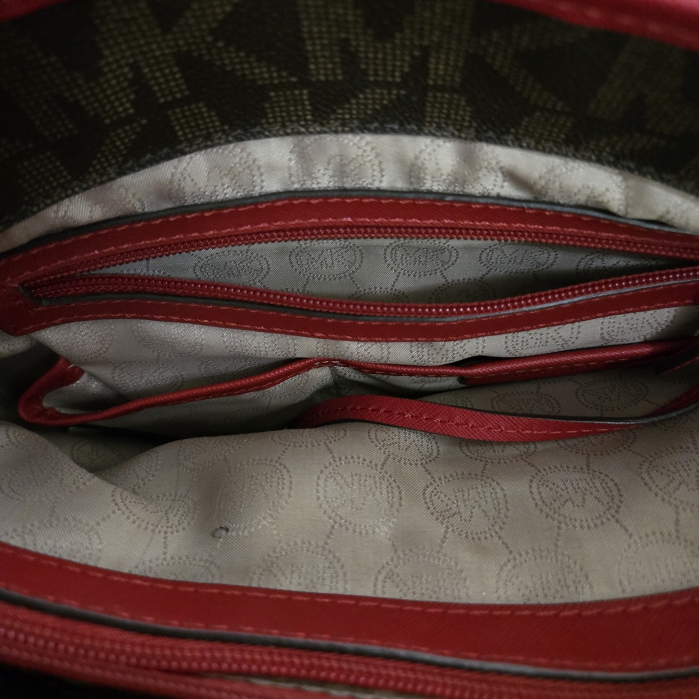 Michael Kors Brown Tote with Red Trim - Picture 5 of 9